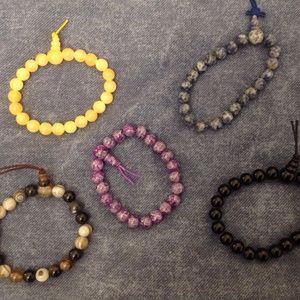 Set of Five Natural Stone Bracelets